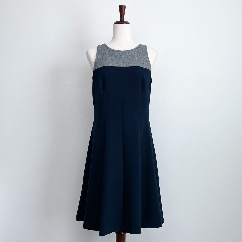 Ann Taylor LOFT Career Business Casual Navy Blue Tailored Sleeveless Dress NWT